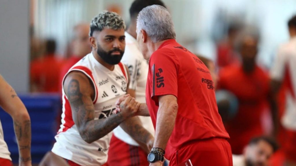 Tite e Gabigol, do Flamengo - Foto: Gilvan de Souza/CRF