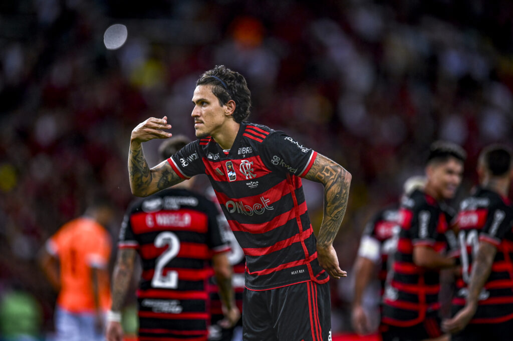 Pedro comemora gol do Flamengo. Foto: Marcelo Cortes/Flamengo