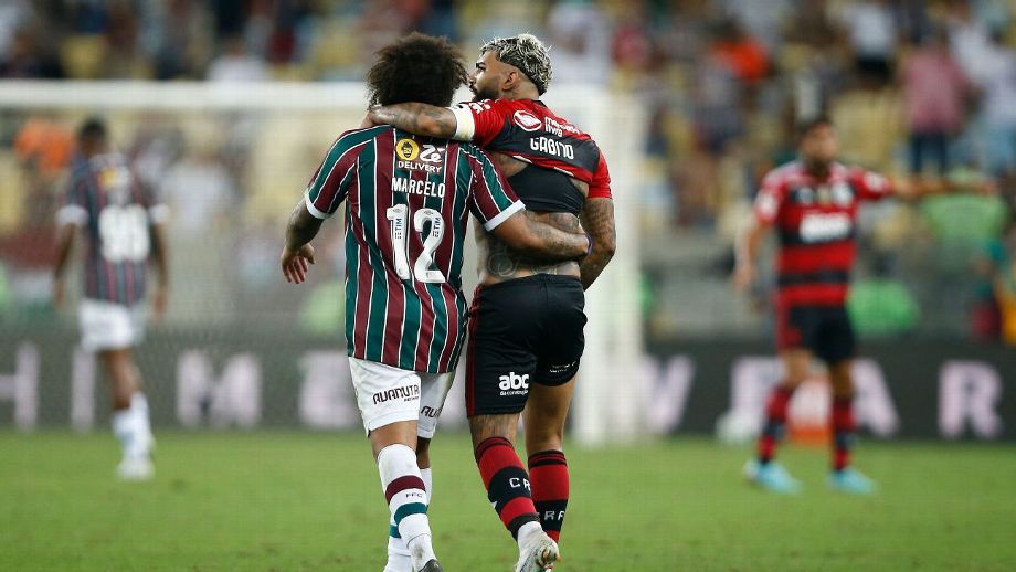 Gabigol e Marcelo durante clássico entre Flamengo x Fluminense Wagner Meier/Getty Images